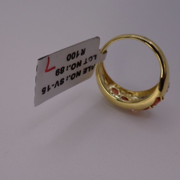 Silver Orange sapphire gold coated silver ring 3.83g SIZE 7 NEW - Picture 4 of 6